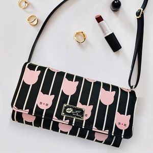 Luv Betsey Johnson Cat Print Crossbody & Wristlet
